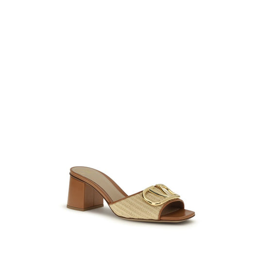 Beige Cotton Platform Sandals