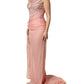 Pink Embellished One Shoulder Maxi Dress