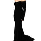 Black Off Shoulder Bodycon Long Gown Dress