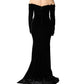 Black Off Shoulder Bodycon Long Gown Dress