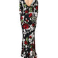 Black Floral Viscose Bodycon Long Gown Dress