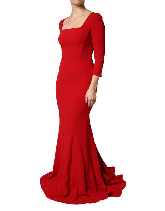 Red Viscose Sheath Bodycon Mermaid Dress