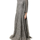 Gray Lace Long Sleeves Cotton Maxi Dress