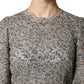 Gray Lace Long Sleeves Cotton Maxi Dress