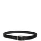 Men Black Classic Leather Metal Buckle Belt