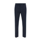 Blue Cotton Casual Pants