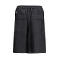 Black Polyester Bermuda Shorts