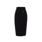 Black Elastane Midi Skirt