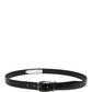 Men Black Classic Leather Metal Buckle Belt