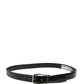 Men Black Classic Leather Metal Buckle Belt