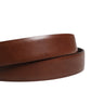 Men Brown Classic Leather Metal Buckle Belt