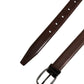 Men Brown Classic Leather Metal Buckle Belt