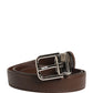 Belt Men Brown Classic Leather Metal Buckle Belt