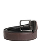 Men Brown Classic Leather Metal Buckle Belt