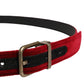 Men Burgundy Velvet Cotton Metal Buckle Belt