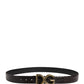 Men Black Exotic Leather Logo Buckle Belt