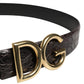 Men Black Exotic Leather Logo Buckle Belt