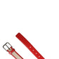 Men Beige Red Woven Leather Metal Buckle Belt