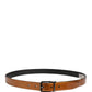Men Brown Classic Leather Metal Buckle Belt