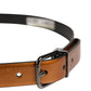 Men Brown Classic Leather Metal Buckle Belt