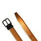 Men Brown Classic Leather Metal Buckle Belt