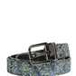 Men Multicolor Sequin Silver Metal Buckle Belt