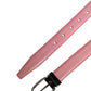 Men Pink Classic Leather Metal Buckle Belt