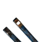 Men Blue Calf Leather Logo Metal Buckle Belt