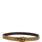 Men Gold Classic Leather Metal Buckle Belt