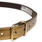 Men Gold Classic Leather Metal Buckle Belt