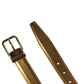 Men Gold Classic Leather Metal Buckle Belt