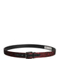 Men Red Jacquard Acetate Metal Buckle Belt