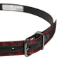 Men Red Jacquard Acetate Metal Buckle Belt