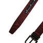 Men Red Jacquard Acetate Metal Buckle Belt