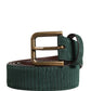 Men Green Velvet Leather Metal Buckle Belt