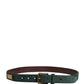 Men Green Velvet Leather Metal Buckle Belt
