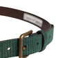 Men Green Velvet Leather Metal Buckle Belt