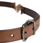 Men Brown Classic Leather Metal Buckle Belt