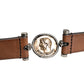Men Brown Classic Leather Metal Buckle Belt