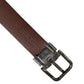 Men Brown Classic Leather Metal Buckle Belt