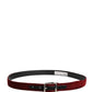 Men Red Velvet Leather Metal Buckle Belt
