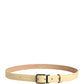 Men Yellow Classic Leather Metal Buckle Belt