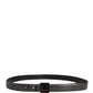 Men Silver Classic Leather Square Buckle Belt