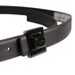 Men Silver Classic Leather Square Buckle Belt