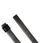 Men Silver Classic Leather Square Buckle Belt