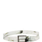 Men White Floral PVC Silver Metal Buckle Belt