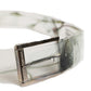 Men White Floral PVC Silver Metal Buckle Belt