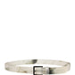 Men White Floral PVC Silver Metal Buckle Belt