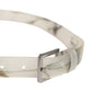 Men White Floral PVC Silver Metal Buckle Belt