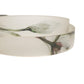 Men White Floral PVC Silver Metal Buckle Belt